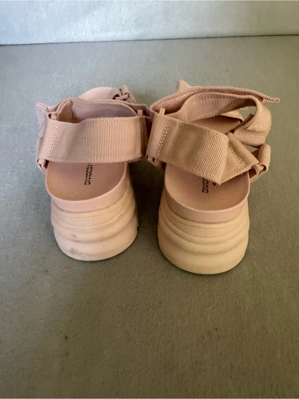 Divided Neutral Tan Platform Sandals - Women